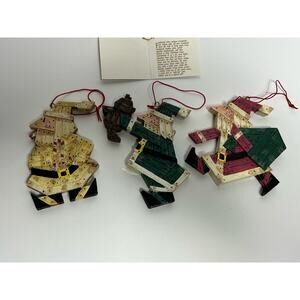 Wooden Slat Green Santa Teddy Bear Christmas Around World  READ